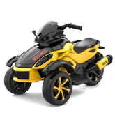 RCB 12V Kids Ride On ATV w/ One-Touch Start, 3-Wheel Stability, LED Lights, Built-In Music Player - Yellow