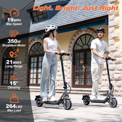 RCB 350W Electric Scooter for Adults ,19Mph & 18-21 Miles, Folding Design with Dual Brake System and APP for Teens & Adult Commute
