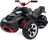 RCB 12V Electric Ride-On,Dual Motors,Music,Up to 8 mph,3 Wheel ATV Style for Kids Ages 3+,Black