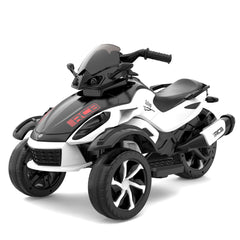 RCB 12V Kids Ride On ATV w/ One-Touch Start, 3-Wheel Stability, LED Lights, Built-In Music Player - white