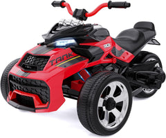 RCB 12V Electric Ride-On,Dual Motors,Music,Up to 5 mph,3 Wheel ATV Style for Kids Ages 3+,Red