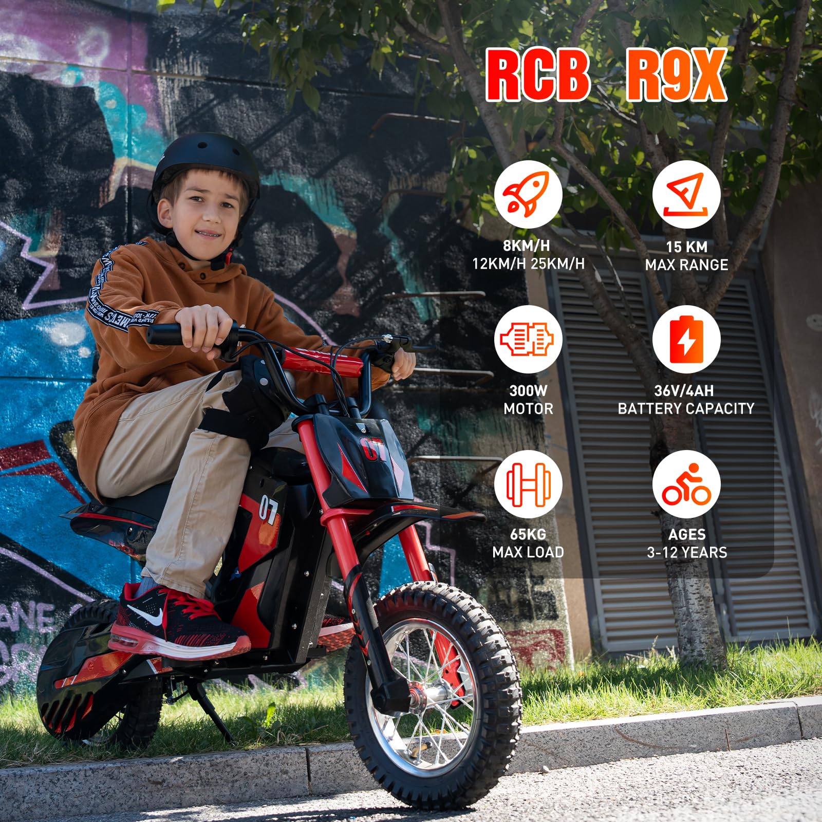 RCB R9X Electric Motocross Dirt Bike, Ride on Toy Motorcycle for Kids and Teens