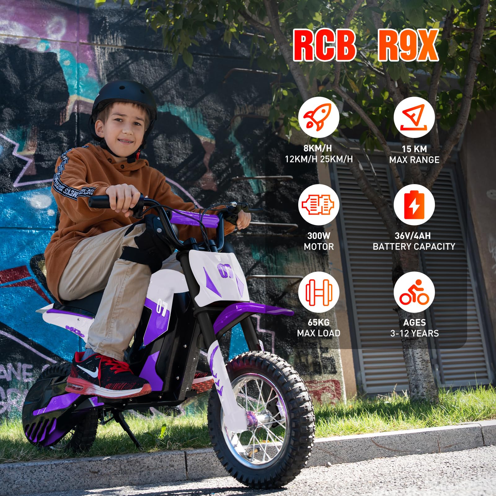 RCB R9X Electric Motocross Dirt Bike, Ride on Toy Motorcycle for Kids and Teens