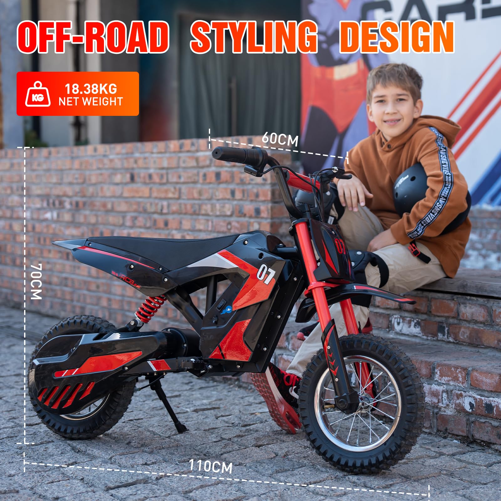 RCB R9X Electric Motocross Dirt Bike, Ride on Toy Motorcycle for Kids and Teens